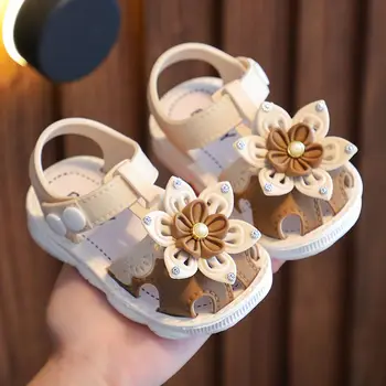 2023 Детская обувь для девочек, сандалии, Модная мягкая подошва, Модная летняя обувь для девочек с милым цветком, Дышащий ГЛАДИАТОР