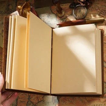 Кожаный Блокнот Альбом для рисования ручной работы Книга из воловьей кожи Винтажный Творческий Блокнот Дневник 4
