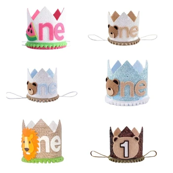 Фетровая шляпа с короной на первый день рождения для маленьких девочек и мальчиков, украшение для вечеринки по случаю дня рождения ребенка