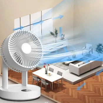 Портативный вентилятор, Летний вентилятор, Настольный вентилятор для спальни, Охлаждающий вентилятор со светодиодной подсветкой, перезаряжаемый цифровой дисплей на 4000 мАч, пульт дистанционного управления 5
