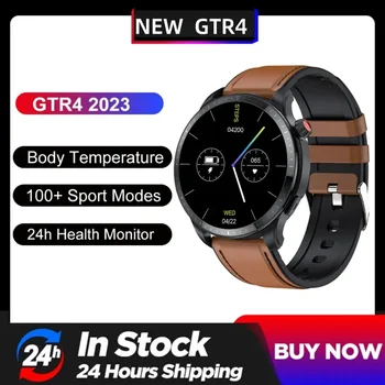 2023 Новинка для мужчин GTR 4 Smart Watch Android Bluetooth Вызов Температура тела Кислород в крови Фитнес-трекер IOS Smartwatch GTR4