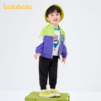 Balabala Для малышей 2023, Осенний спортивный костюм из двух предметов, удобный модный модный костюм 0