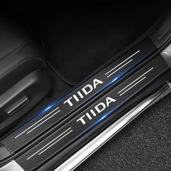 Наклейки на пороги для NISSAN TIIDA Motor Sport Логотип Защита от царапин Защита порогов Аксессуары Stylin из углеродного волокна