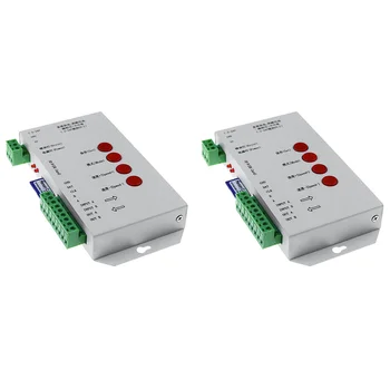 2X RGB светодиодный Контроллер T1000S SD-карта 2048 пикселей Контроллер для WS2801 WS2811 WS2812B SK6812 LPD6803 DC5-24V