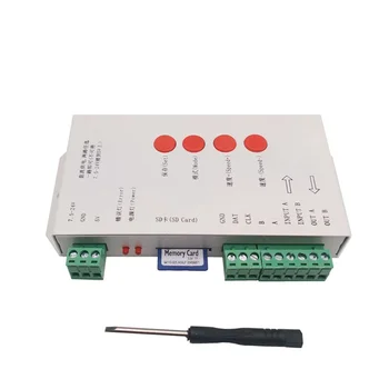 2X RGB светодиодный Контроллер T1000S SD-карта 2048 пикселей Контроллер для WS2801 WS2811 WS2812B SK6812 LPD6803 DC5-24V 2