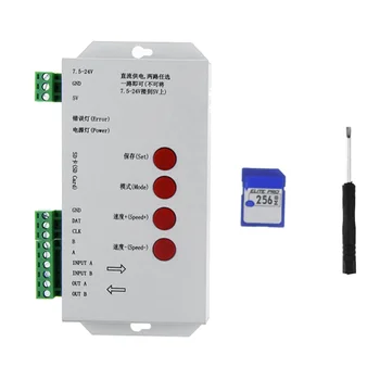 2X RGB светодиодный Контроллер T1000S SD-карта 2048 пикселей Контроллер для WS2801 WS2811 WS2812B SK6812 LPD6803 DC5-24V 3