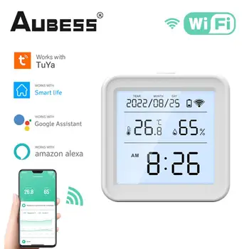 Tuya WIFI Датчик температуры Влажности Гигрометр Термометр Подсветка умного дома Интеллектуальное Жизнеобеспечение Alexa Google Assistant