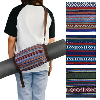 Сумка для йоги в богемном стиле, вместительный коврик для йоги, сумка для переноски, полиэфирная спортивная сумка в стиле ретро, сумка через плечо с регулируемой пряжкой для спортзала