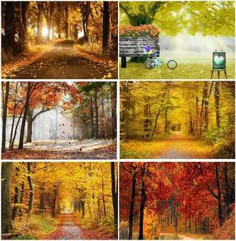 Осенние фоны Лес, Солнце, Природные пейзажи, Кленовые листья, Фоны для семейных портретов, Студийный Баннер, Реквизит