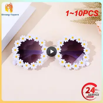 1 ~ 10ШТ Корейские детские солнцезащитные очки с круглым цветком, модные Детские солнцезащитные очки, Детские оттенки, очки UV400 для защиты от солнца на открытом воздухе