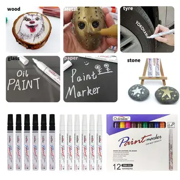 Ручка-маркер для окраски шин, упаковка из 6/12 быстросохнущих красок на масляной основе с защитой от выцветания, надписи на шинах водостойкой краской на масляной основе