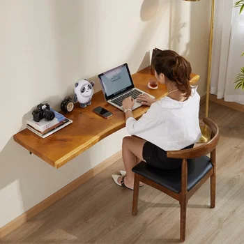 Детский столик из массива дерева, настенный компьютерный стол, простой складной стол для чтения, Многофункциональный офисный стол, безопасный и стабильный 2