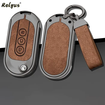 Чехол для автомобильных ключей из цинкового сплава для Wuling Hongguang Mini ev Remote Metal Protector Shell Keychain, сумка без ключа, Автоаксессуары