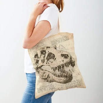 Эскиз Анатомии Физиологии Строения тела Женские сумки для покупок Повседневная холщовая сумка с двойным принтом Винтажная женская сумка для покупок