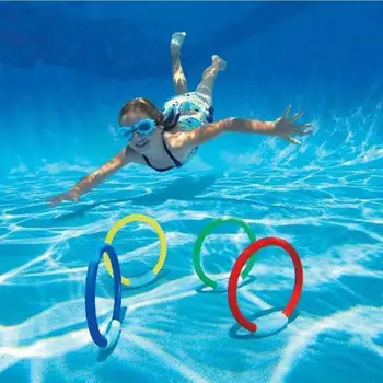 кольца для дайвинга 4шт, кольца для подводного плавания, кольца для игрушек в бассейне, кольца для детей, Летние Аксессуары для дайвинга, плавания 3