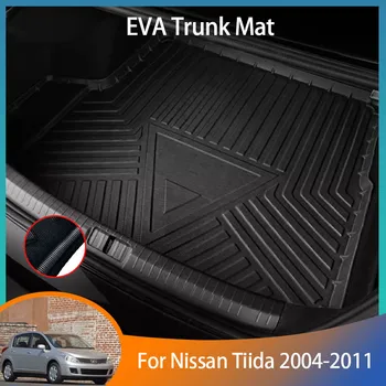 Автомобильный коврик в багажник для Nissan Tiida C11 Хэтчбек 2004-2011 2007 2006 Аксессуары Водонепроницаемый коврик для коврового покрытия, вкладыш для хранения грузового багажника