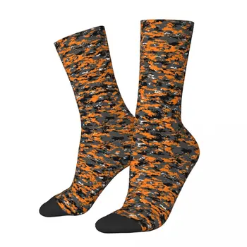 Модные Оранжевые камуфляжные Баскетбольные носки Hunter, камуфляжные военные полиэстеровые носки средней длины для женщин и мужчин, дышащие