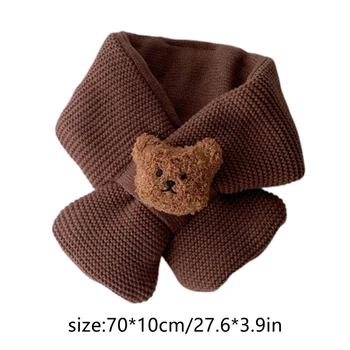 Теплые зимние шарфы, шарф с медведем для мальчиков и девочек, мягкий шерстяной утепленный шейный платок для детей, шейный платок (от 0 до 3 лет) P31B 5