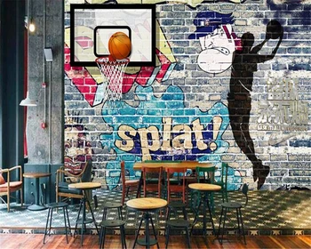 3D обои Beibehang Баскетбол Никогда не гаснет, граффити на стене, Теневая фреска, Фоновые стены, обои для гостиной, спальни 0