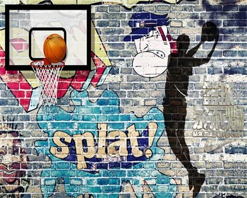 3D обои Beibehang Баскетбол Никогда не гаснет, граффити на стене, Теневая фреска, Фоновые стены, обои для гостиной, спальни 1