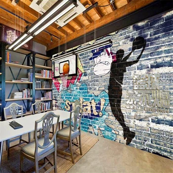 3D обои Beibehang Баскетбол Никогда не гаснет, граффити на стене, Теневая фреска, Фоновые стены, обои для гостиной, спальни 2