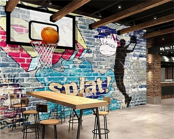 3D обои Beibehang Баскетбол Никогда не гаснет, граффити на стене, Теневая фреска, Фоновые стены, обои для гостиной, спальни 4