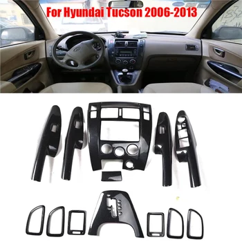 Для Hyundai Tucson 2006-2013 ABS Карбоновое волокно AT MT Автомобильная панель передач Стеклоподъемник Вентиляционное отверстие центральная панель Аксессуары для рамы