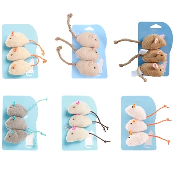 3x Игрушки-мышки для кошек, плюшевая интерактивная обучающая игрушка-ловушка для мыши для котенка P15F