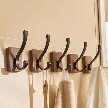 Декоративные деревянные крючки для настенной вешалки для одежды, изогнутая пряжка, роговой замок, застежка, крючок для ванной, кухни, спальни, держатель для одежды