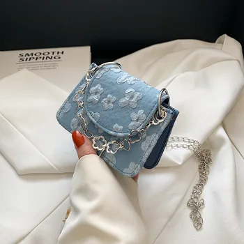 Повседневные женские сумки-шопперы с цепочкой, роскошные мини-сумки через плечо для женщин 2022, однотонная маленькая сумка-мессенджер через плечо