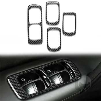 4ШТ Для Porsche Cayenne S GTS Turbo 03-10 Кнопка стеклоподъемника Декоративная наклейка из углеродного волокна Автомобильные украшения