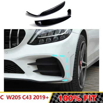 Сплиттер Противотуманных Фар Переднего Бампера Canard Air Cover Накладка Для Mercedes-Benz C Class W205 C43 AMG 2019 + Черный Глянец
