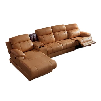 Высокотехнологичный электрический диван с откидной спинкой, Функциональный диван из натуральной кожи, Cama, L-образный Секционный диван, театральные кресла-трансформеры