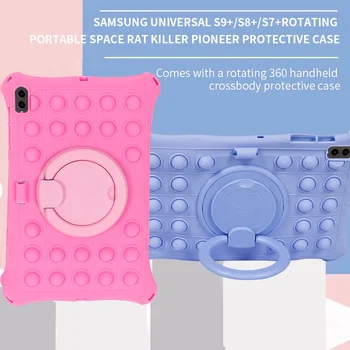 Для Samsung Galaxy Tab S9 FE Plus S9 S8 S7 Plus S7 FE A8 10,5 A7 Lite 8,7 A 8,0 Противоударная Силиконовая Крышка-Подставка с вращением на 360 °