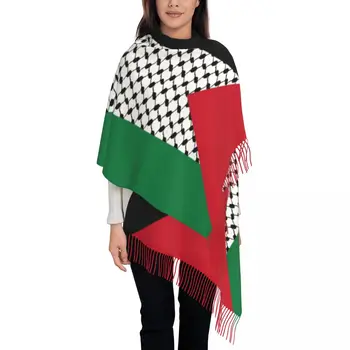 Шарф с палестинским флагом с принтом на заказ, Женские, мужские, Зимние, осенние Теплые шарфы, палестинская шаль с рисунком Хатта Куфия Кеффия