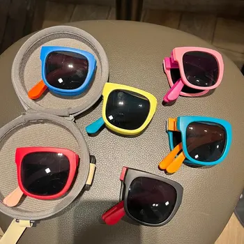 Детские солнцезащитные очки, складные солнцезащитные очки для мальчиков и девочек, Брендовый дизайн, квадратные очки, детские очки, Детские оттенки, защита от ультрафиолета UV400