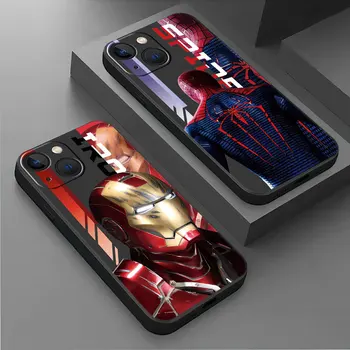 Чехол Для Телефона Apple iPhone 15 13 11 14 12 Pro 7 XR X XS Max 8 Plus 6 6S SE 13 Pro Черный Мягкий Чехол Росомаха Железный Человек Marvel