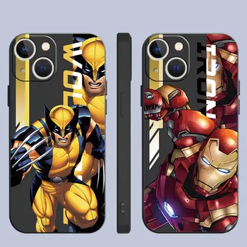 Чехол Для Телефона Apple iPhone 15 13 11 14 12 Pro 7 XR X XS Max 8 Plus 6 6S SE 13 Pro Черный Мягкий Чехол Росомаха Железный Человек Marvel 1