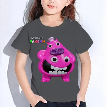Детская Летняя футболка Game Garten of Banban, Повседневная футболка Для мальчиков и девочек, Милые Топы, Футболка с коротким рукавом, Уличная Детская одежда 0