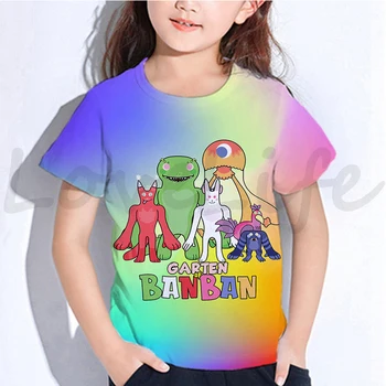 Детская Летняя футболка Game Garten of Banban, Повседневная футболка Для мальчиков и девочек, Милые Топы, Футболка с коротким рукавом, Уличная Детская одежда 4