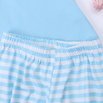2023, Пасхальный малыш с коротким рукавом для девочки, синий костюм с вышивкой в виде мяча для регби с круглым вырезом, комплект детской летней одежды 4