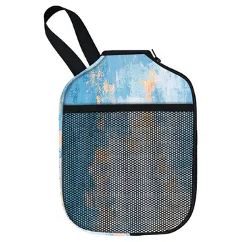 Чехол для пиклбола с ремешком, сумка для хранения с передней сетчатой сумкой из неопренового материала, бита для настольного тенниса, чехол для ракетки для пинг-понга 0