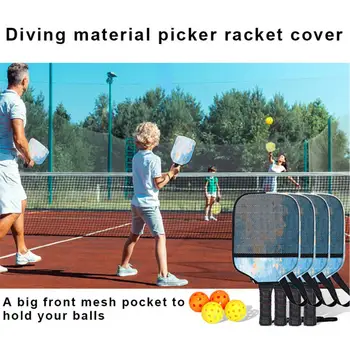 Чехол для пиклбола с ремешком, сумка для хранения с передней сетчатой сумкой из неопренового материала, бита для настольного тенниса, чехол для ракетки для пинг-понга 1