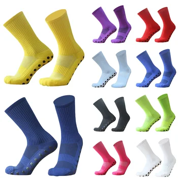 Распределяющий Цветной Шестиугольник Новые Однотонные спортивные Мужские женские Футбольные носки с круглой силиконовой присоской, противоскользящие футбольные носки