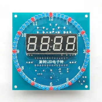 Комплект электронных часов C51 Однокристальный микрокомпьютер Контроль температуры освещения DS1302 Вращающийся светодиодный плавный свет DIY Производство