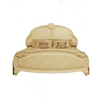 Индивидуальная Двуспальная кровать Французского двора Вилла Винтажная Резная Девушка из Цельного дерева Большая Квартира Кровать в Главной спальне