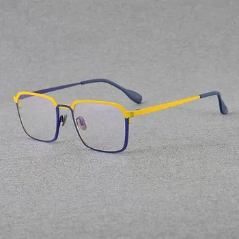 Новая квадратная оправа из чистого титана мужская модная цветная оптическая оправа ультралегкие производственные очки для близорукости по рецепту для женщин