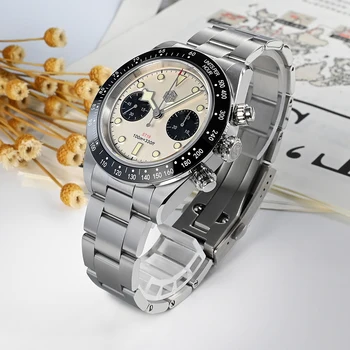 San Martin Новые мужские спортивные часы 40 мм Panda BB Chronograph Ретро Люкс Seagull ST1901 Ручной Механический Сапфировый 100 м Водонепроницаемый
