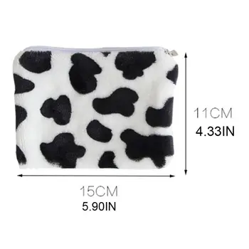 Милый мини-кошелек с принтом молочной Коровы, Плюшевая сумка для мелочи, кошелек на молнии F3MD 1