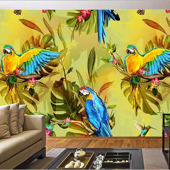3d-фрески wellyu на заказ красивые цветы и птицы ручной росписи в стиле ретро в Юго-Восточной Азии, декоративные 3D-обои 0